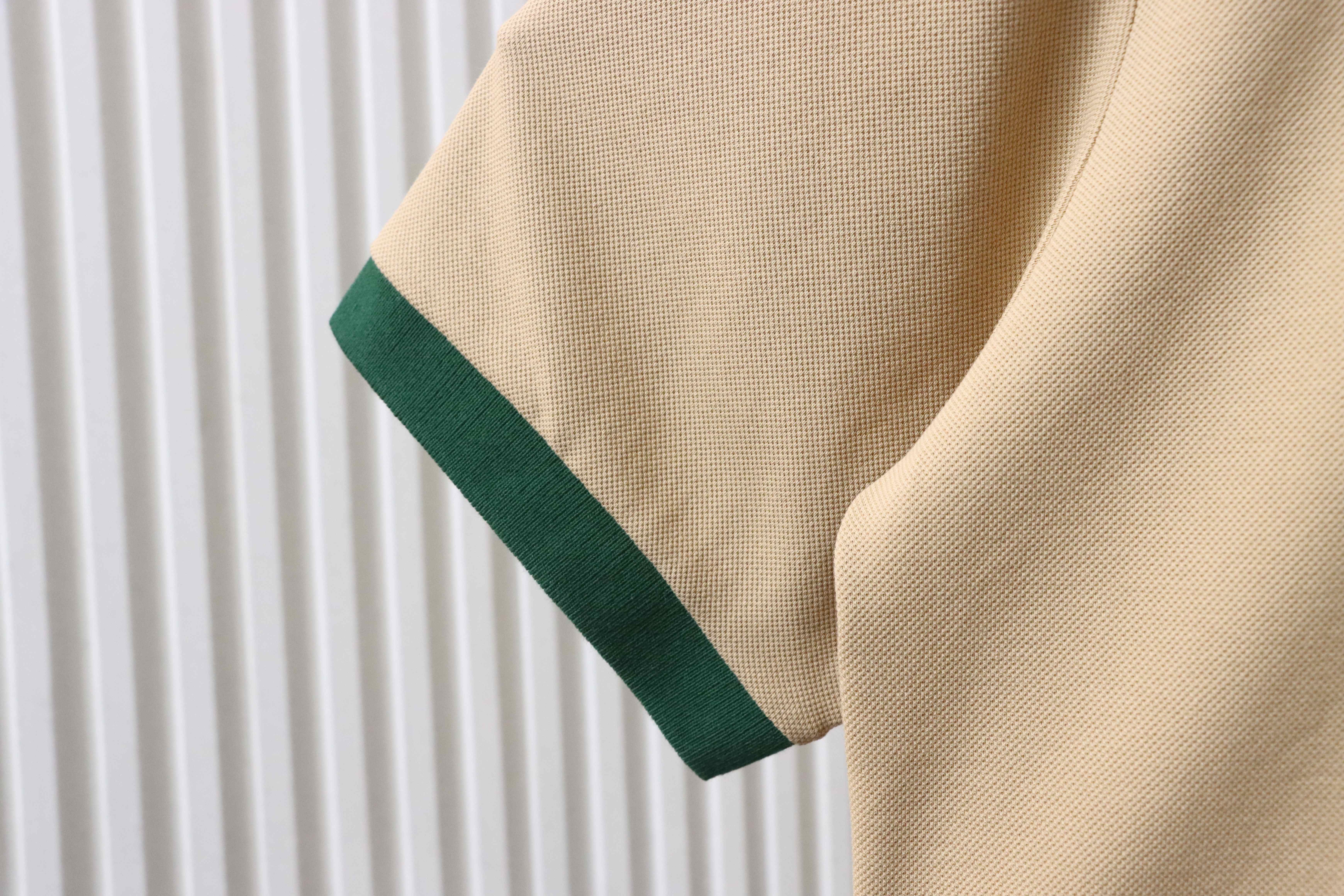 GUCCI Red Green Webbing Double G Tonal Pattern Webbing Embroidery Short Sleeve Polo Shirt Style 1