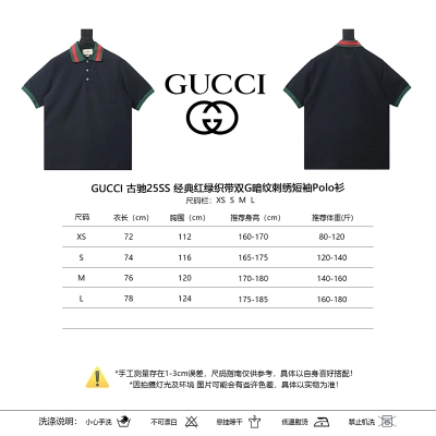 GUCCI Red Green Webbing Double G Tonal Pattern Webbing Embroidery Short Sleeve Polo Shirt Style 3 02