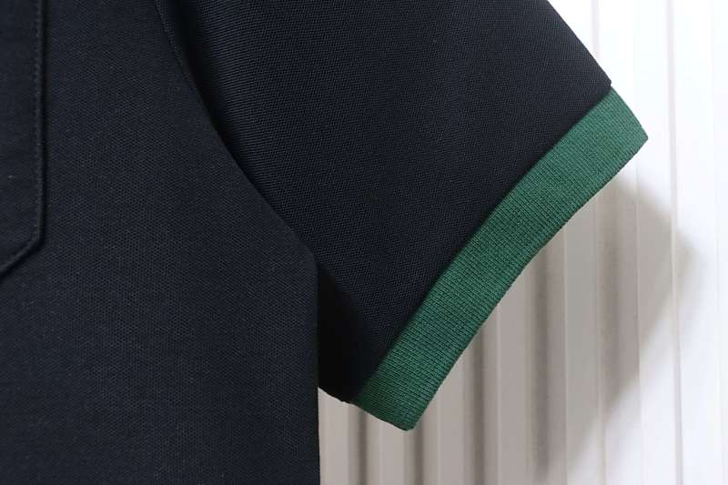 GUCCI Red Green Webbing Double G Tonal Pattern Webbing Embroidery Short Sleeve Polo Shirt Style 3