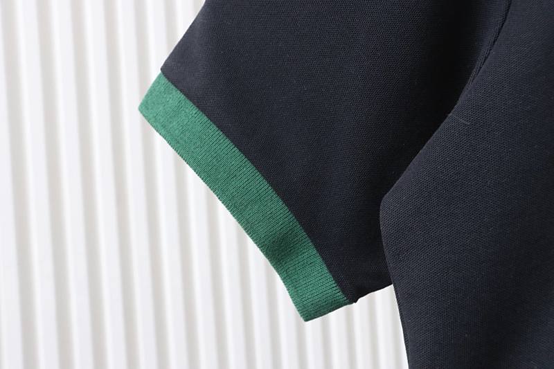 GUCCI Red Green Webbing Double G Tonal Pattern Webbing Embroidery Short Sleeve Polo Shirt Style 3