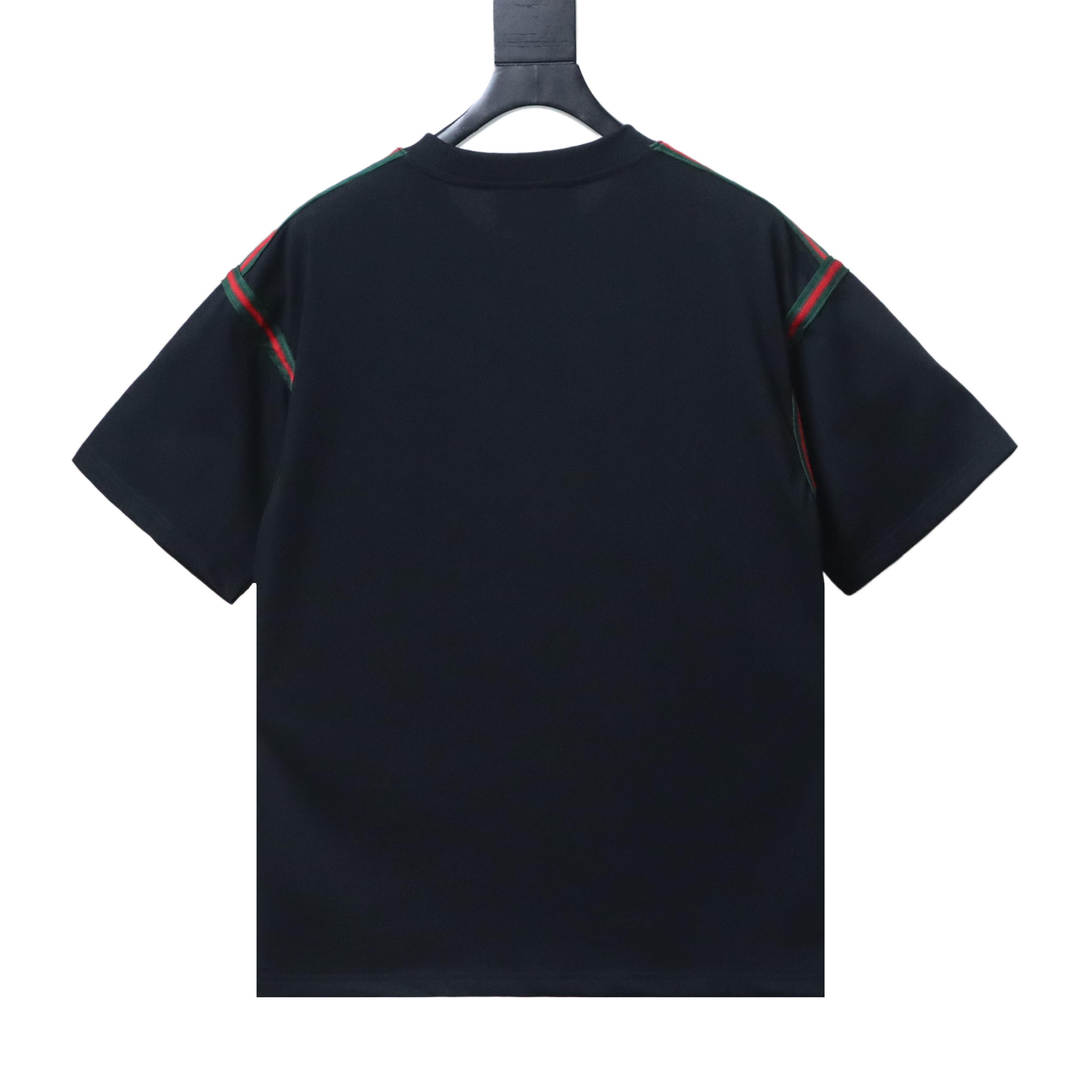 GUCCI Red Green Webbing Small Logo Webbing Embroidery Short Sleeve T-Shirt Style 1