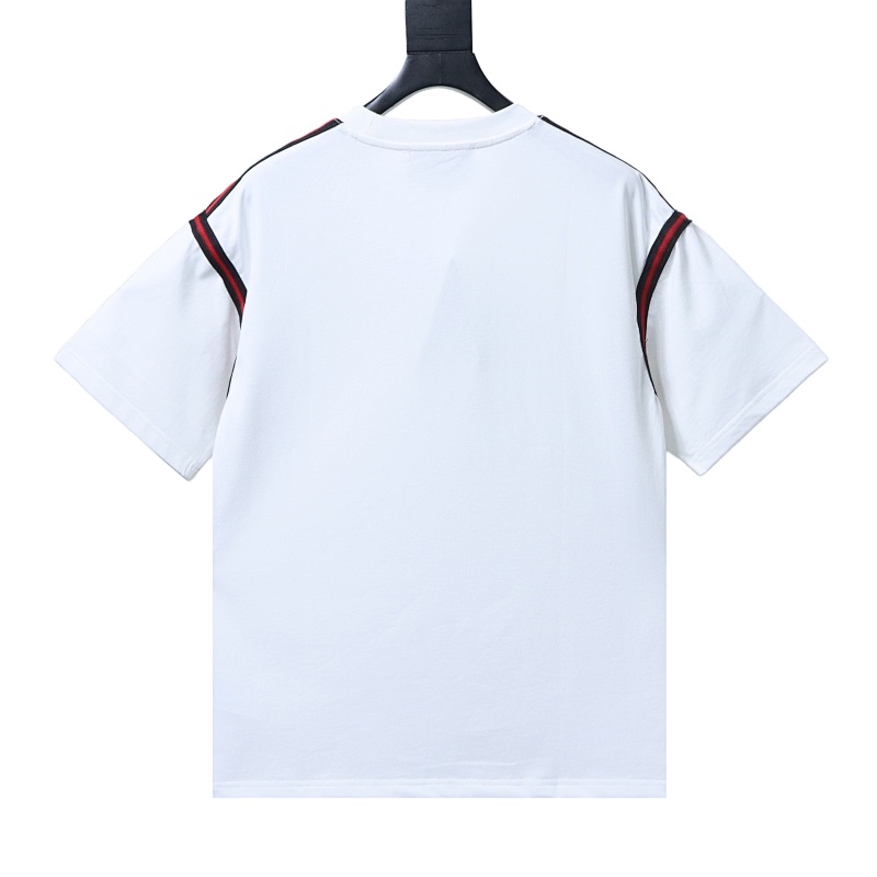 GUCCI Red Green Webbing Small Logo Webbing Embroidery Short Sleeve T-Shirt Style 2