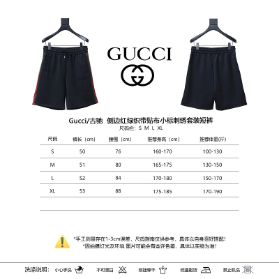GUCCI Side Webbing Patch Logo Embroidery Shorts Set Style 1 02