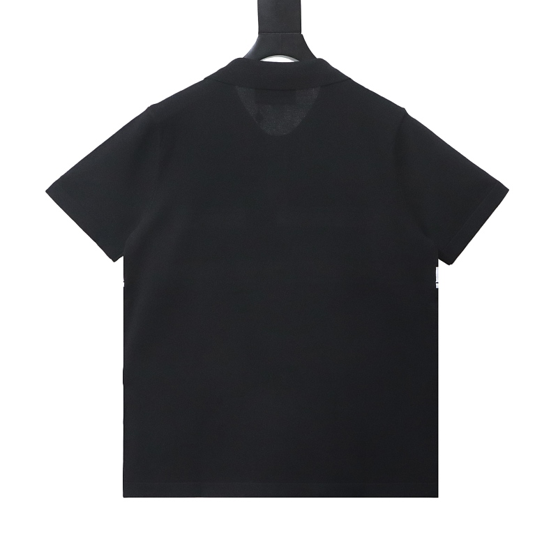 GUCCI Striped Letter Jacquard Knit Jacquard Short Sleeve Polo Shirt