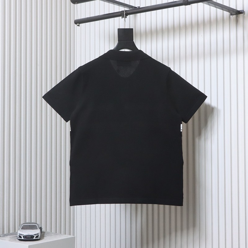 GUCCI Striped Letter Jacquard Knit Jacquard Short Sleeve Polo Shirt