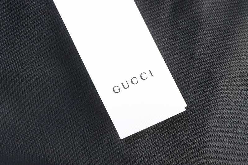 GUCCI Striped Letter Jacquard Knit Jacquard Short Sleeve Polo Shirt