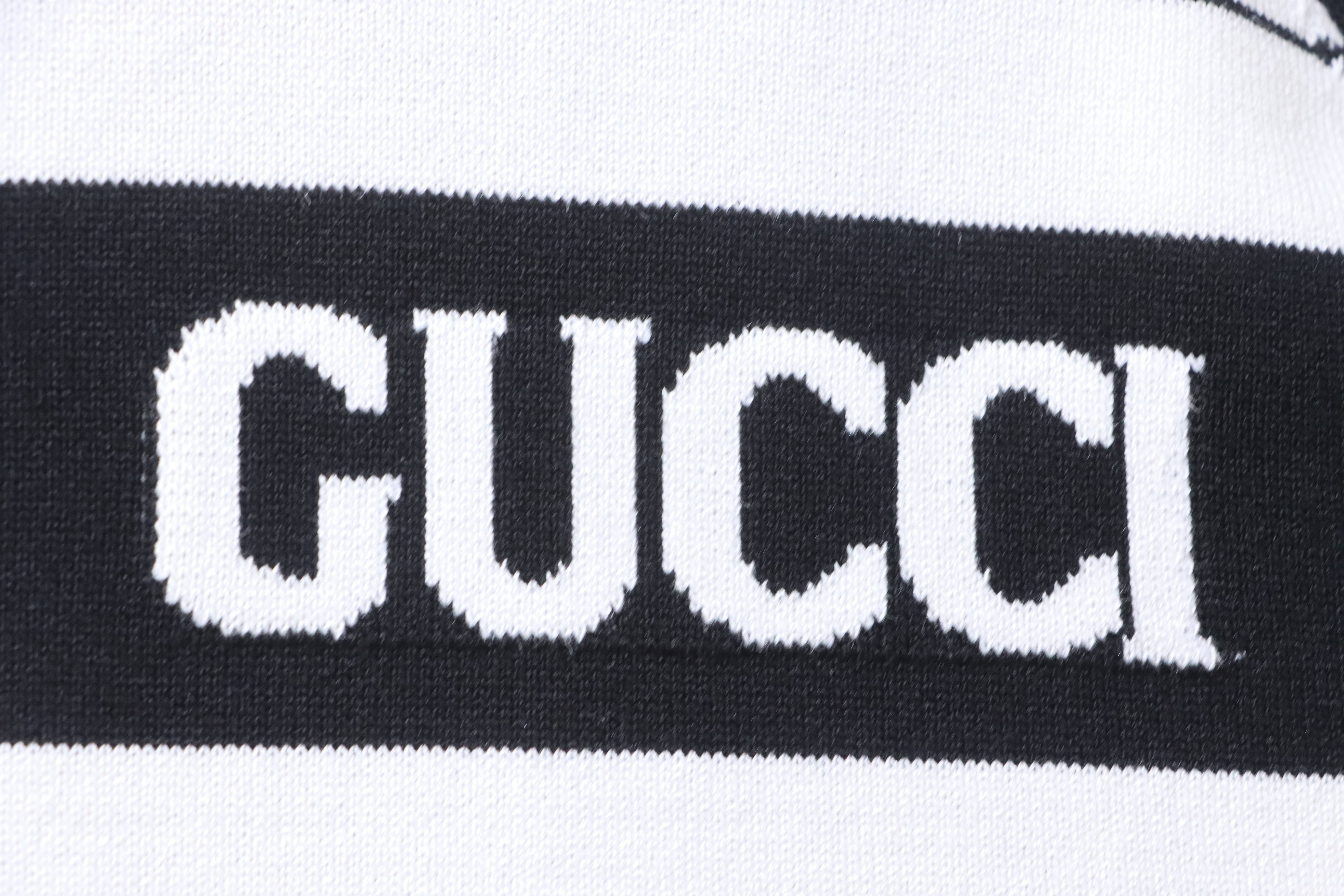 GUCCI Striped Letter Jacquard Knit Jacquard Short Sleeve Polo Shirt
