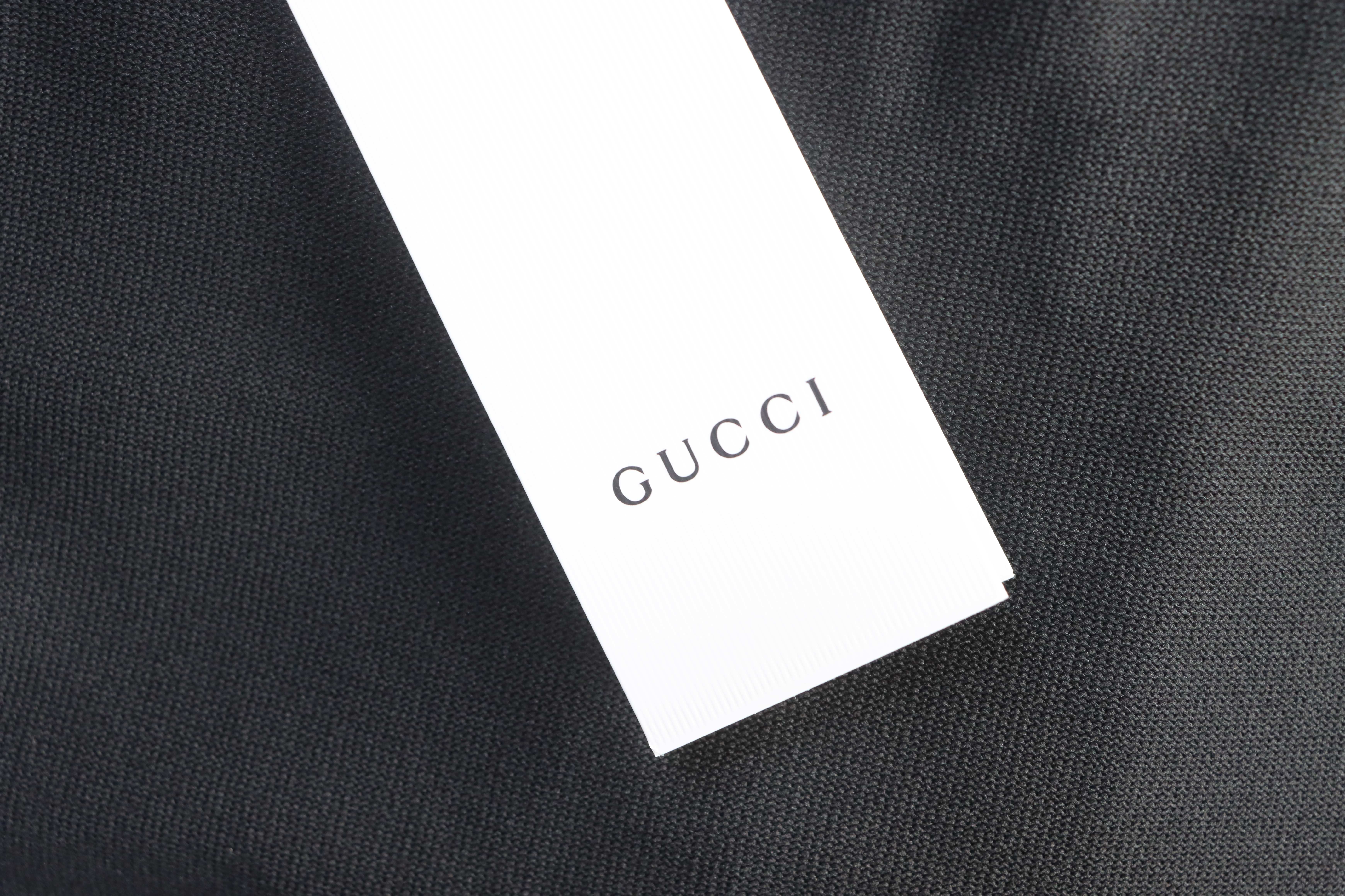 GUCCI Striped Letter Jacquard Knit Jacquard Short Sleeve Polo Shirt