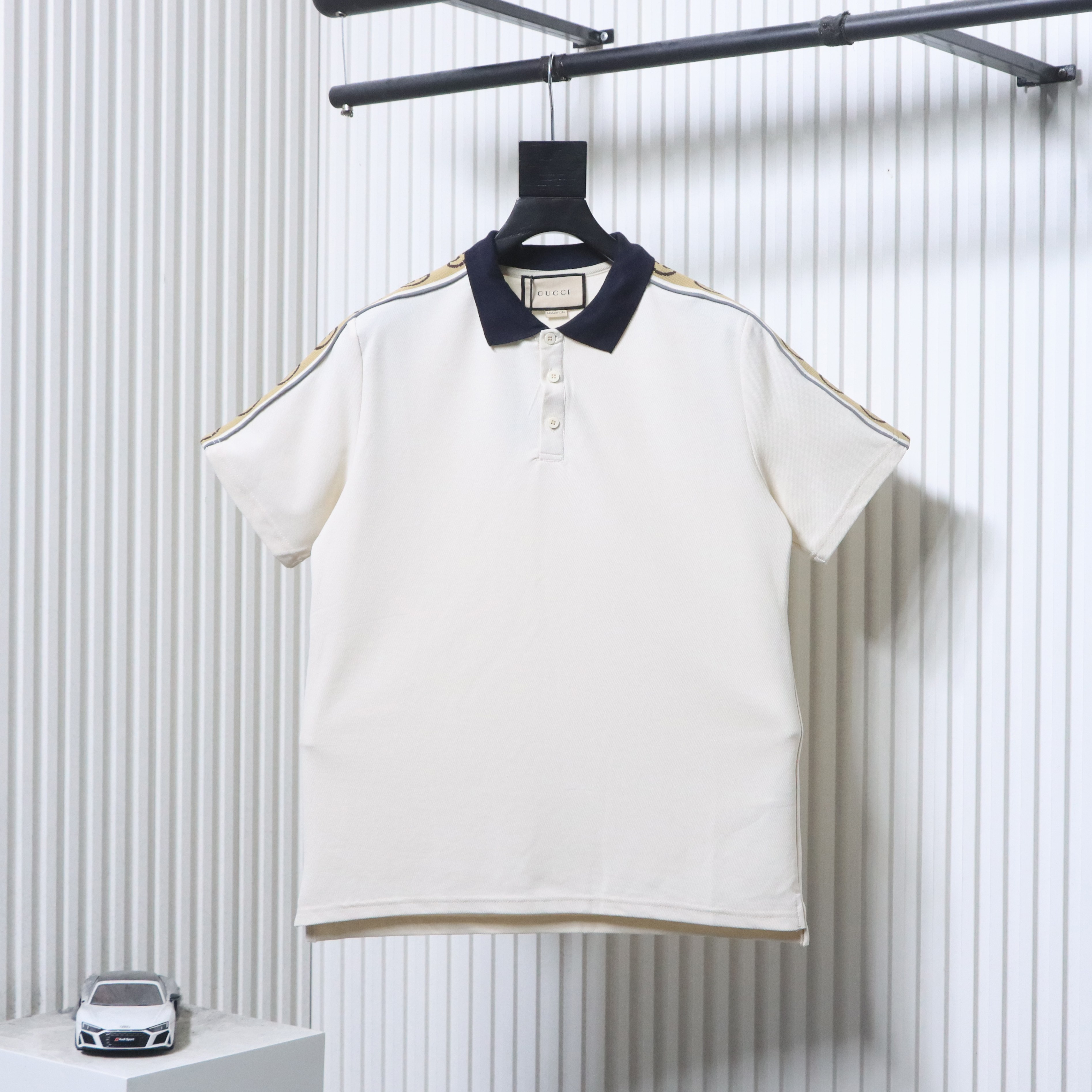 GUCCI Webbing Reflective Webbing Short Sleeve Polo Shirt Style 1