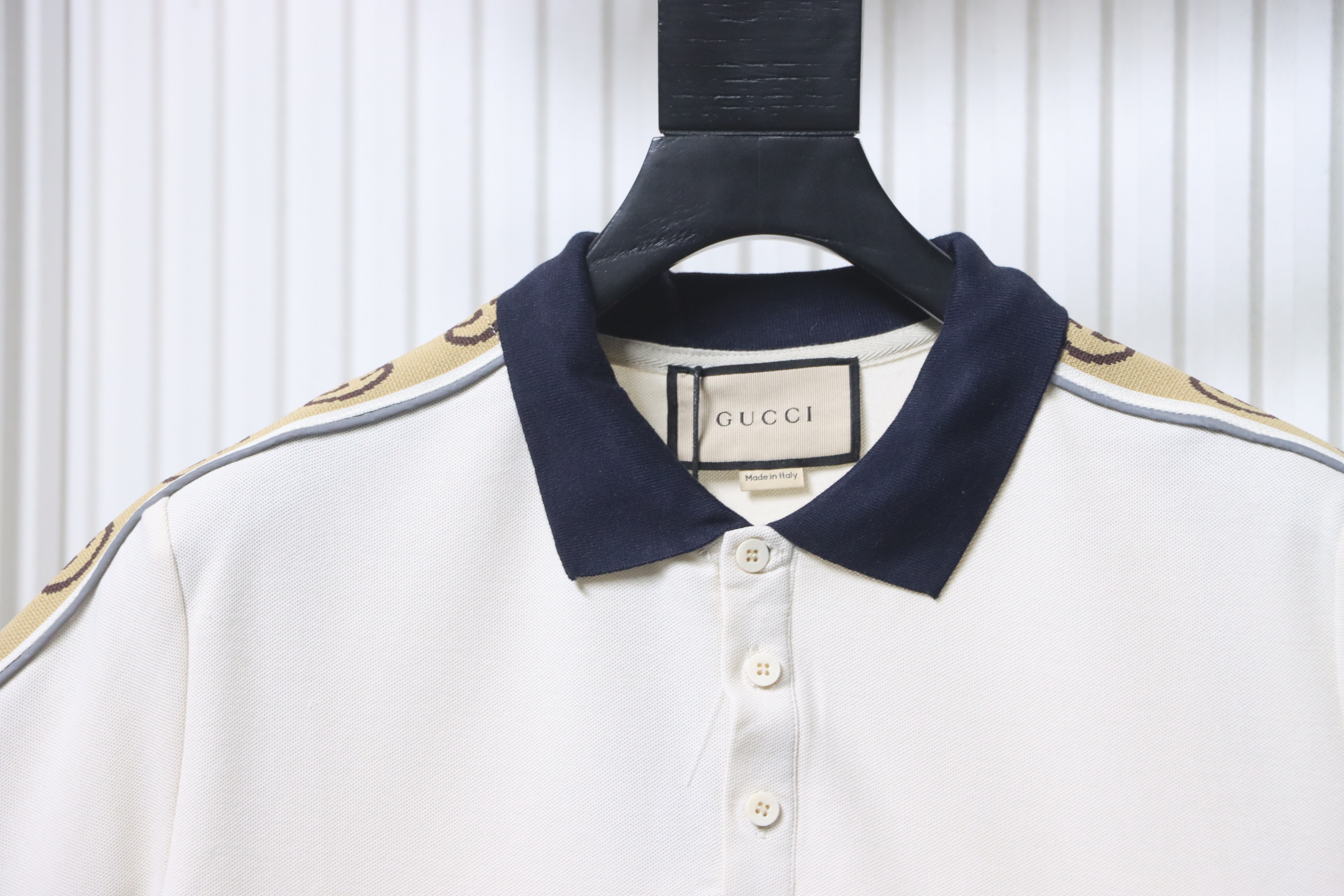 GUCCI Webbing Reflective Webbing Short Sleeve Polo Shirt Style 1