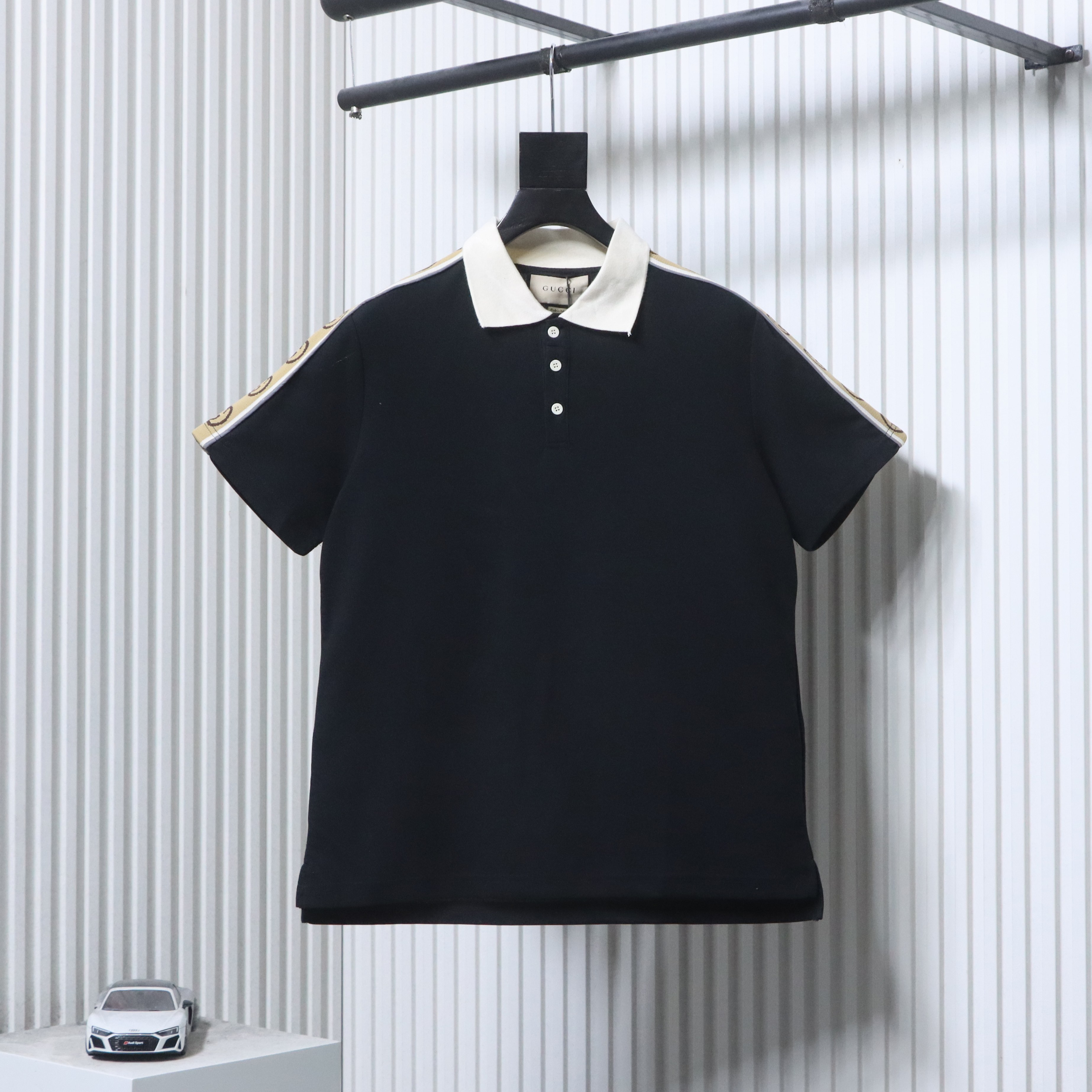 GUCCI Webbing Reflective Webbing Short Sleeve Polo Shirt Style 2