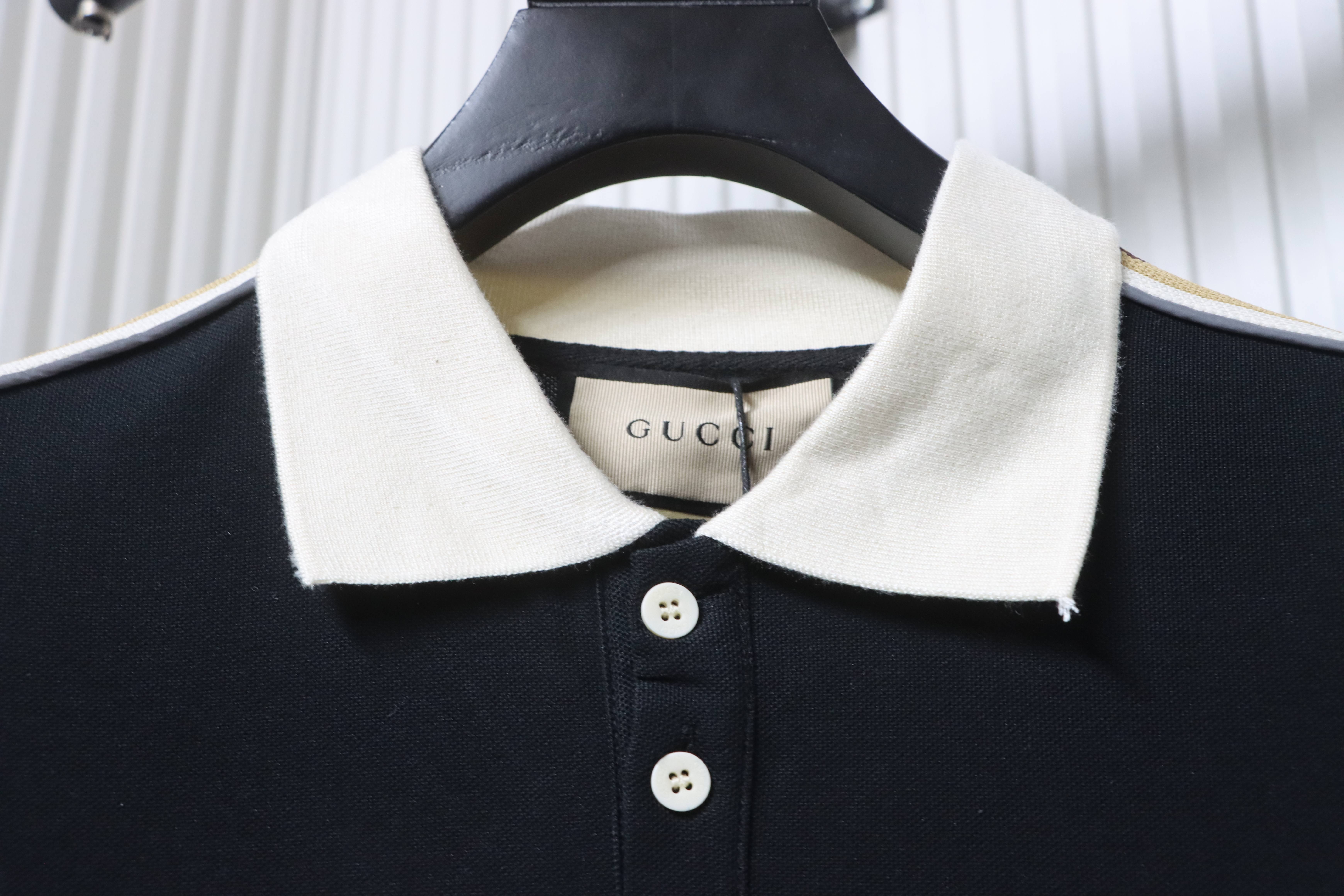 GUCCI Webbing Reflective Webbing Short Sleeve Polo Shirt Style 2