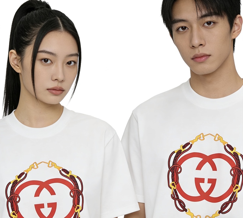 GUCCI Year of the Horse Print Short Sleeve T-Shirt