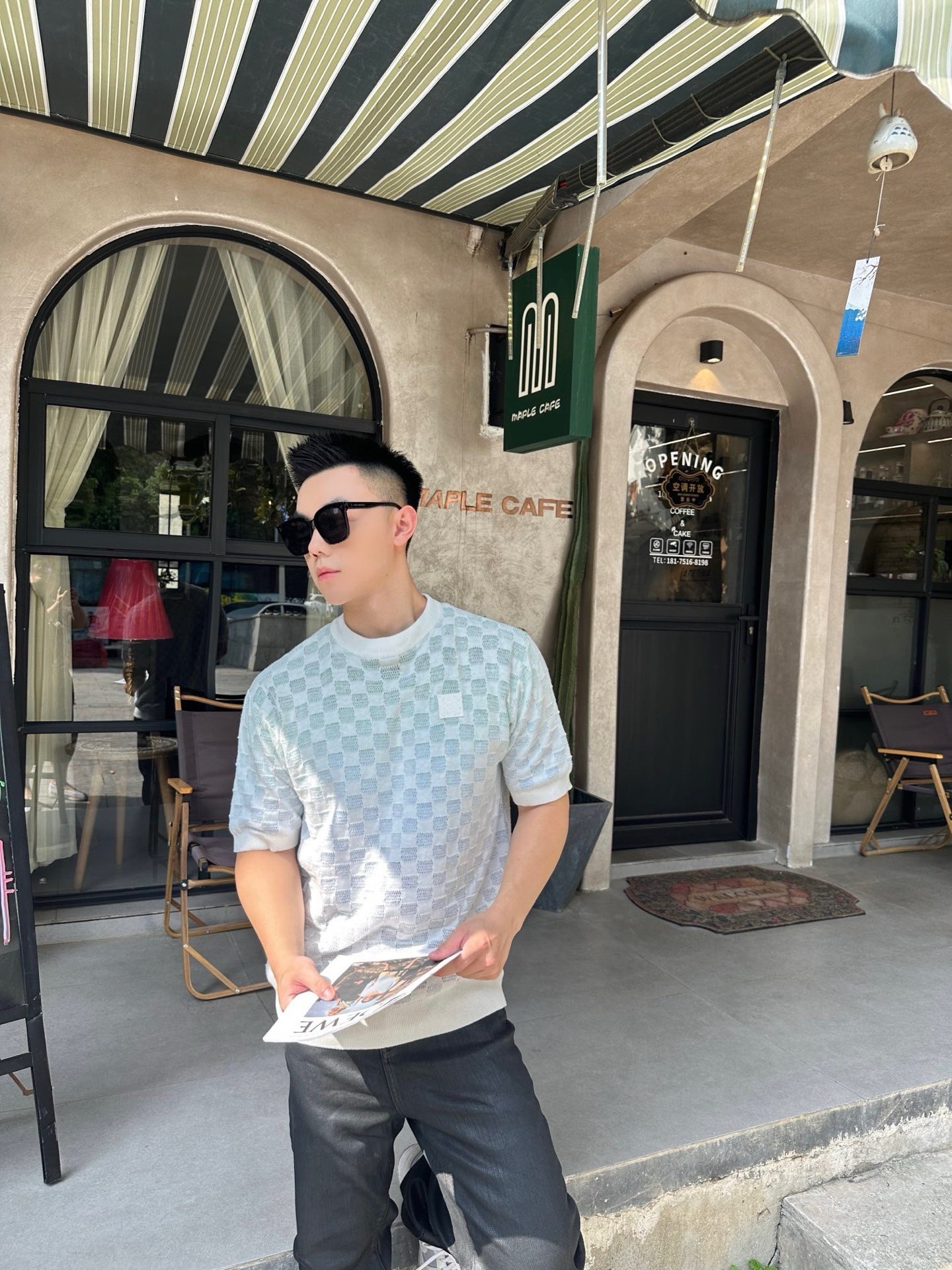 LOUIS VUITTON 25SS Checkerboard Gradient Short Sleeve T-Shirt
