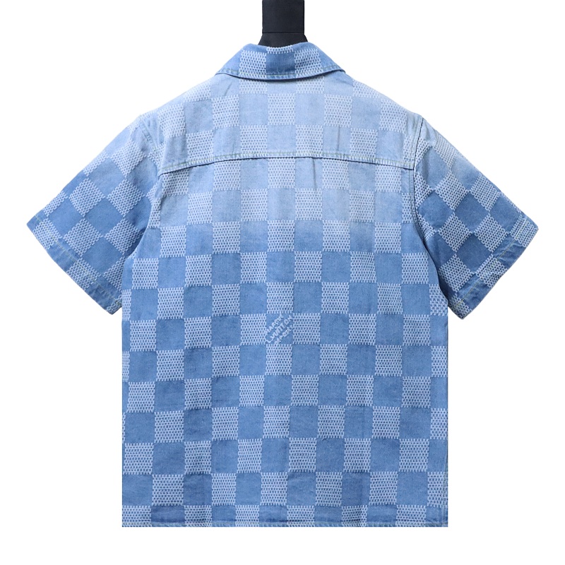 LOUIS VUITTON 25SS Checkerboard Set Denim Short Sleeve Shirt Style 1