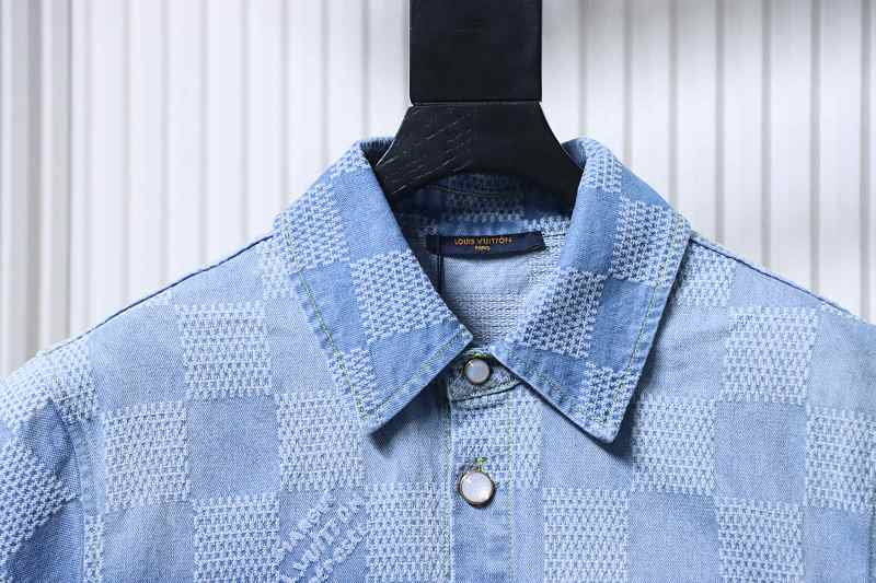 LOUIS VUITTON 25SS Checkerboard Set Denim Short Sleeve Shirt Style 1