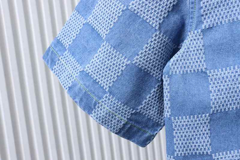 LOUIS VUITTON 25SS Checkerboard Set Denim Short Sleeve Shirt Style 1