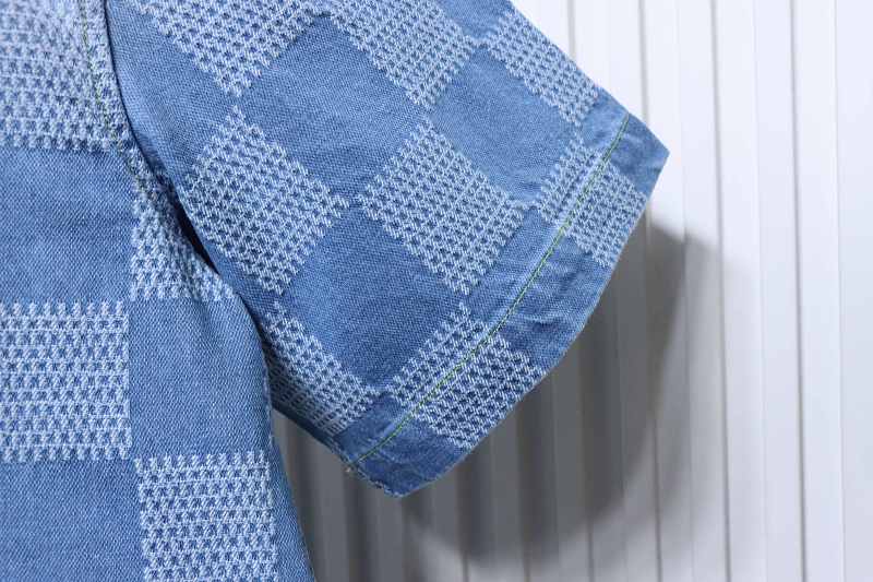 LOUIS VUITTON 25SS Checkerboard Set Denim Short Sleeve Shirt Style 1