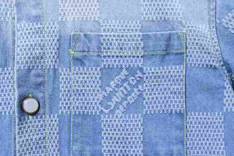 LOUIS VUITTON 25SS Checkerboard Set Denim Short Sleeve Shirt Style 1