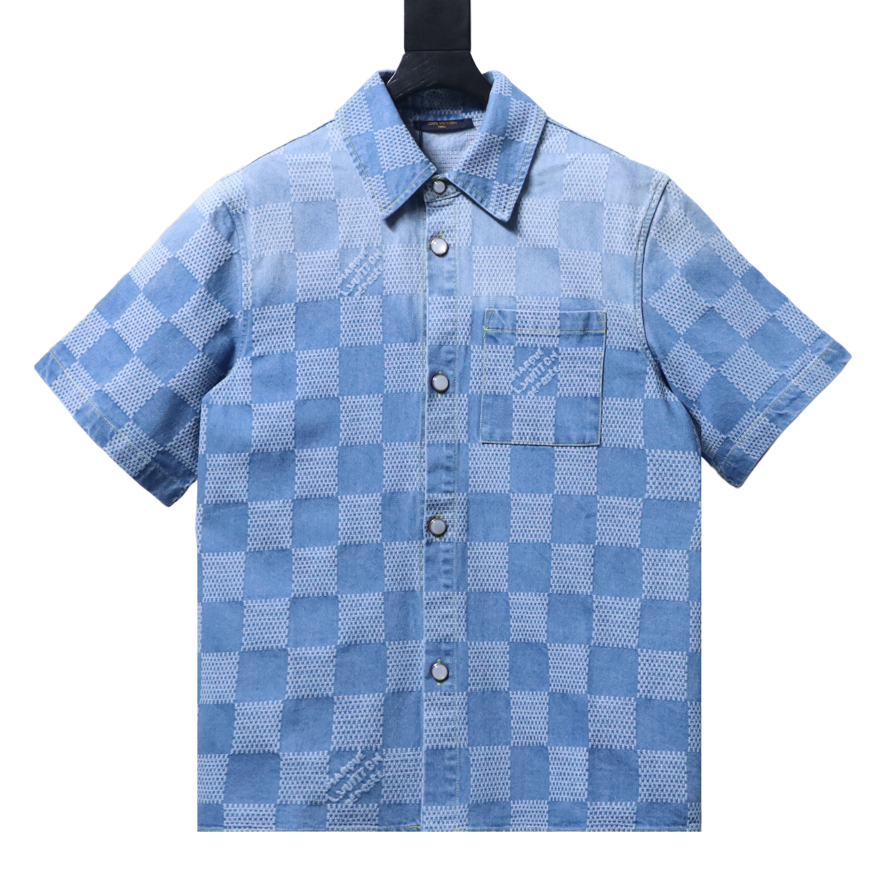 LOUIS VUITTON 25SS Checkerboard Set Denim Short Sleeve Shirt Style 1
