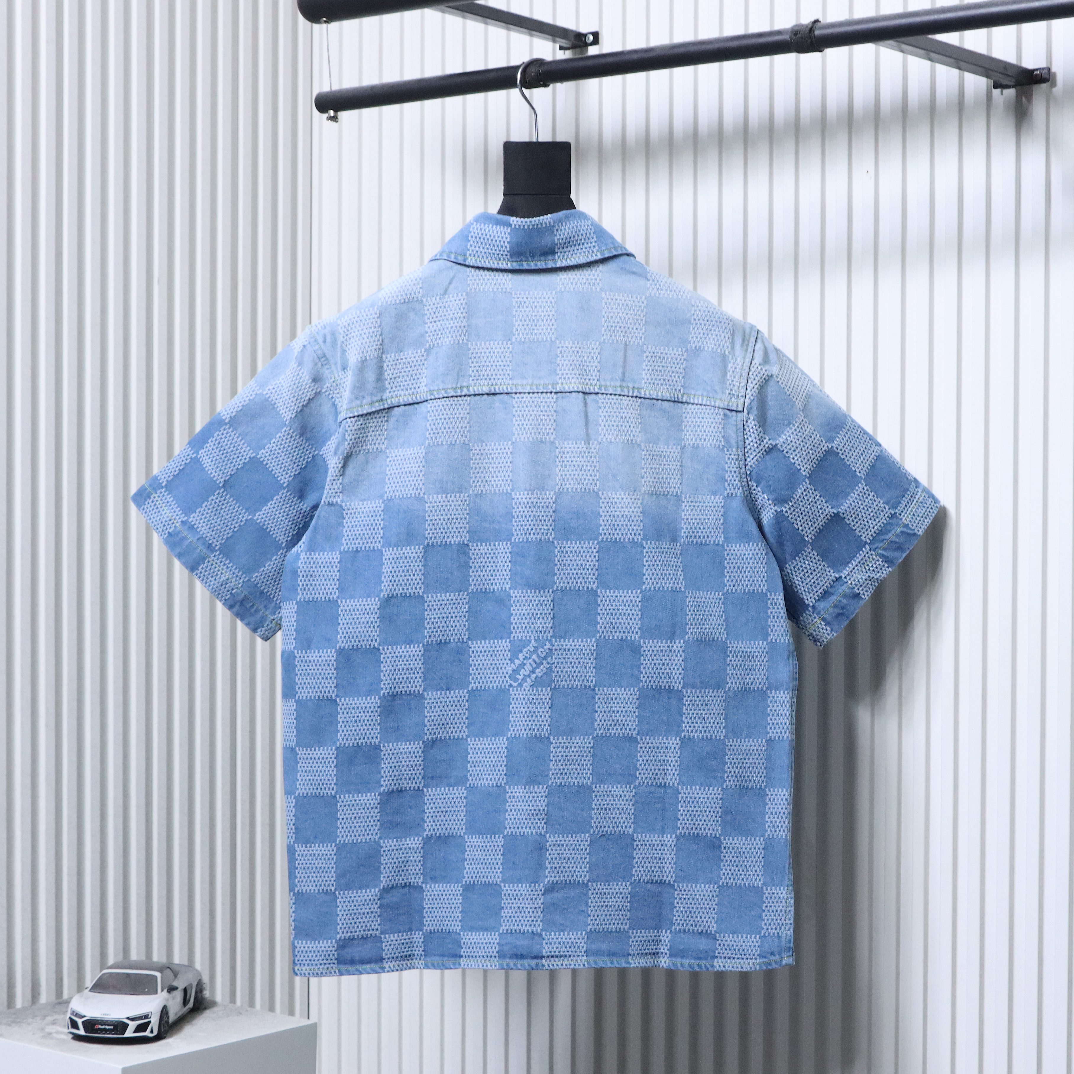 LOUIS VUITTON 25SS Checkerboard Set Denim Short Sleeve Shirt Style 1