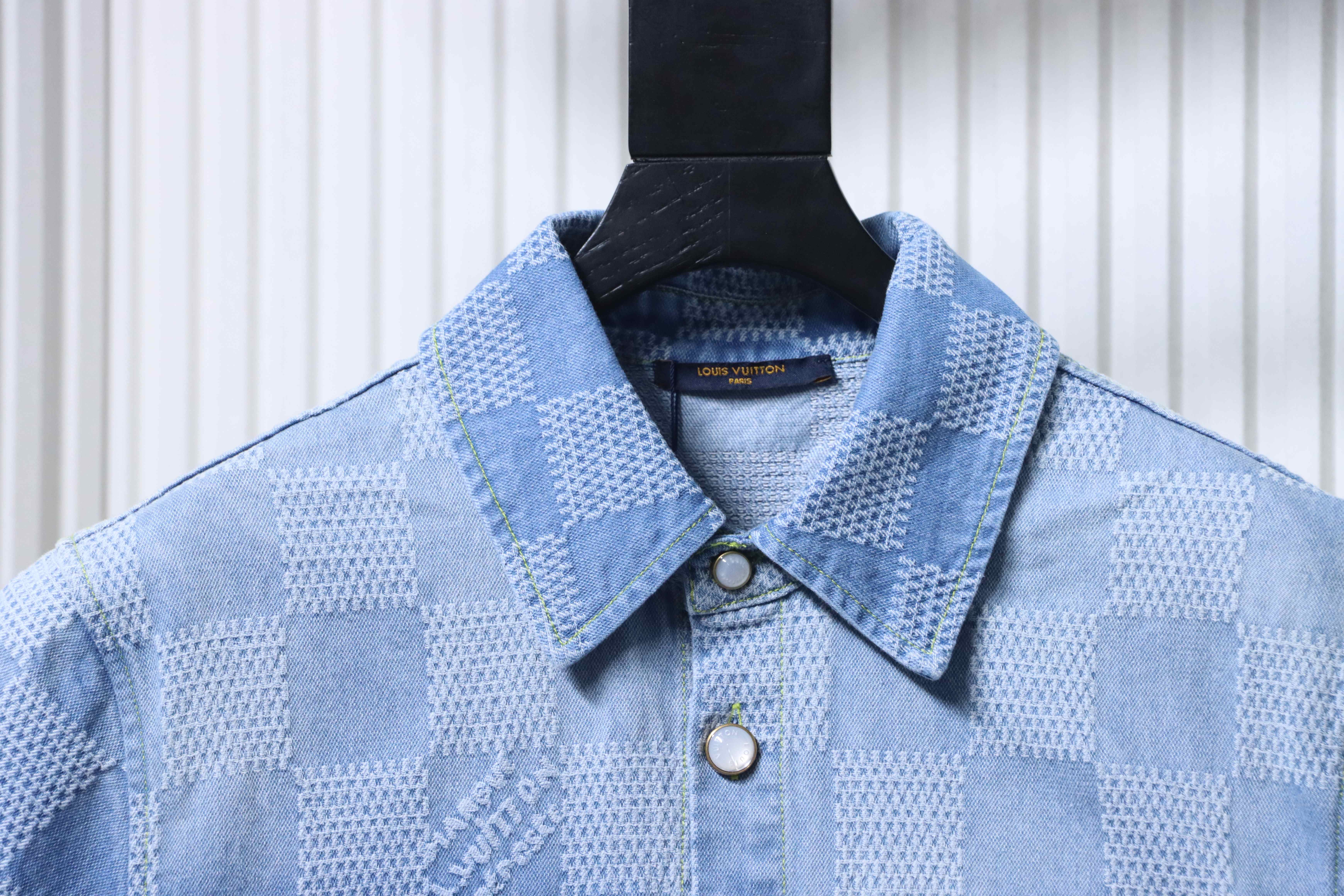 LOUIS VUITTON 25SS Checkerboard Set Denim Short Sleeve Shirt Style 1