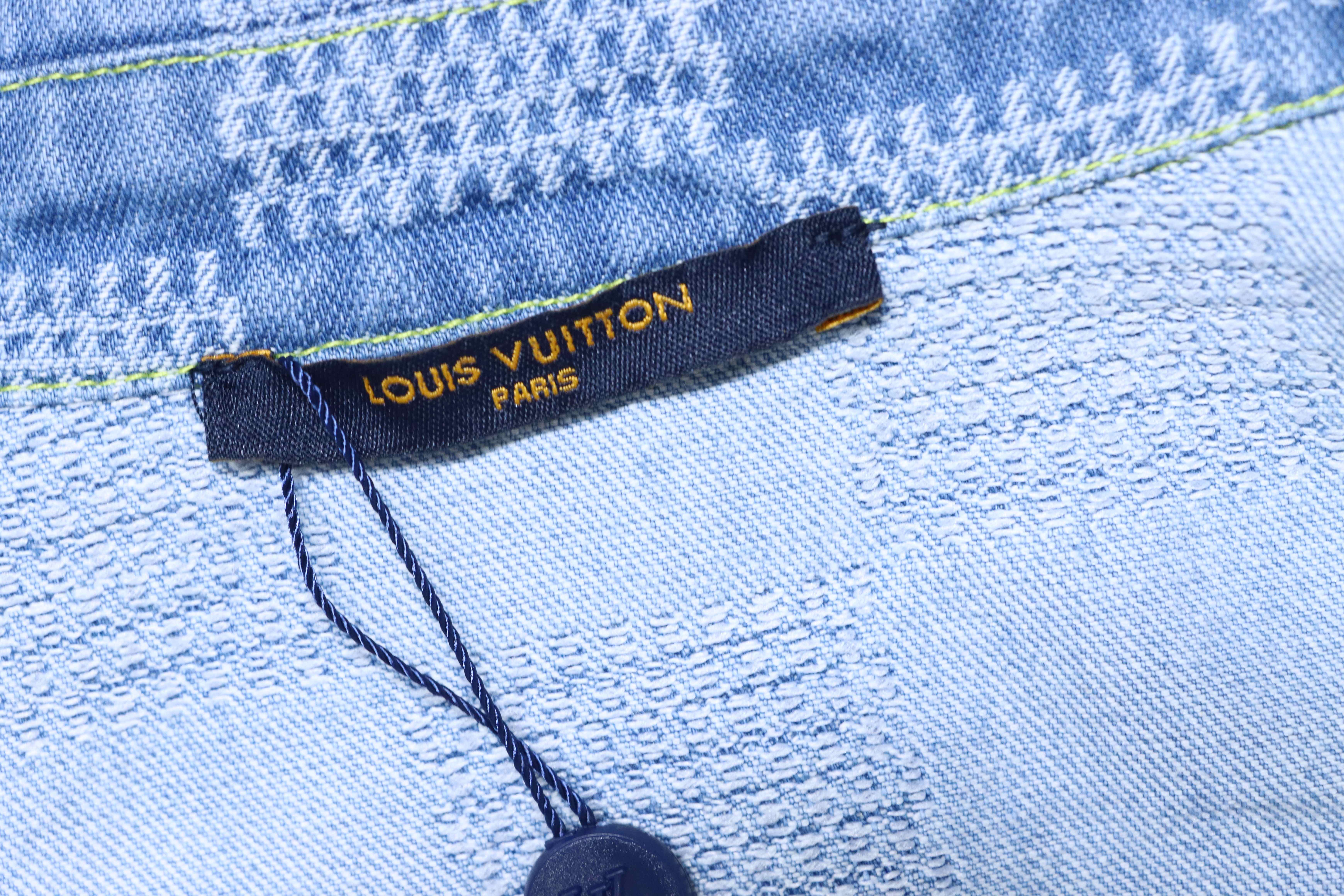 LOUIS VUITTON 25SS Checkerboard Set Denim Short Sleeve Shirt Style 1