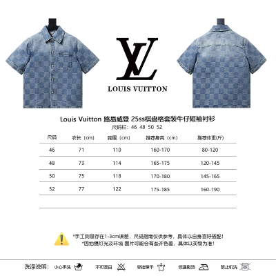 LOUIS VUITTON 25SS Checkerboard Set Denim Short Sleeve Shirt Style 2 02