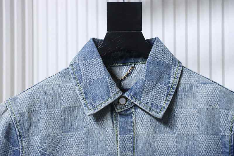 LOUIS VUITTON 25SS Checkerboard Set Denim Short Sleeve Shirt Style 2
