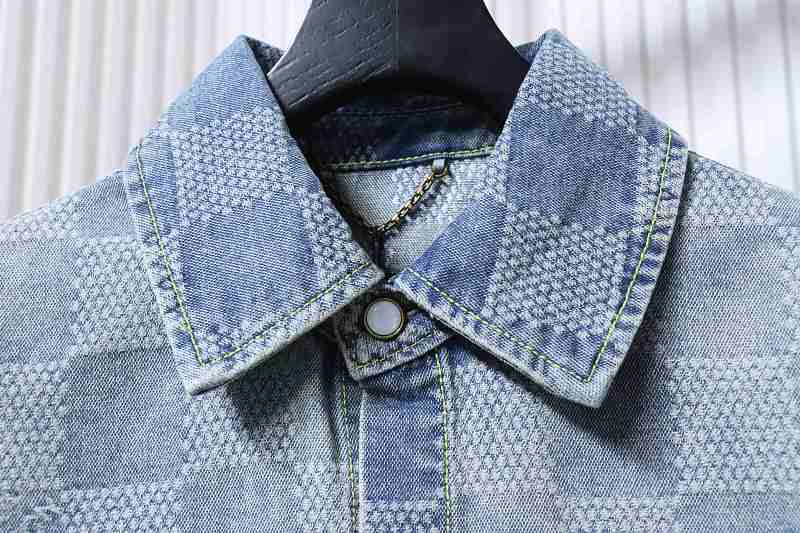 LOUIS VUITTON 25SS Checkerboard Set Denim Short Sleeve Shirt Style 2