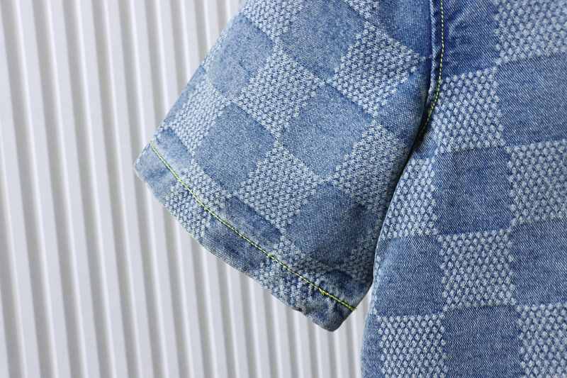 LOUIS VUITTON 25SS Checkerboard Set Denim Short Sleeve Shirt Style 2