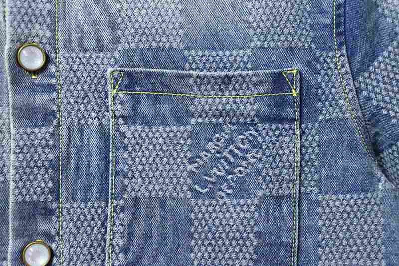 LOUIS VUITTON 25SS Checkerboard Set Denim Short Sleeve Shirt Style 2