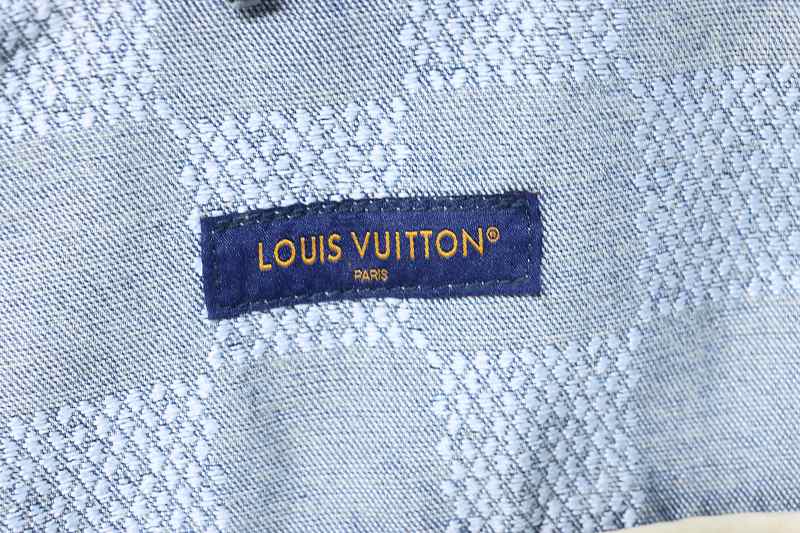 LOUIS VUITTON 25SS Checkerboard Set Denim Short Sleeve Shirt Style 2