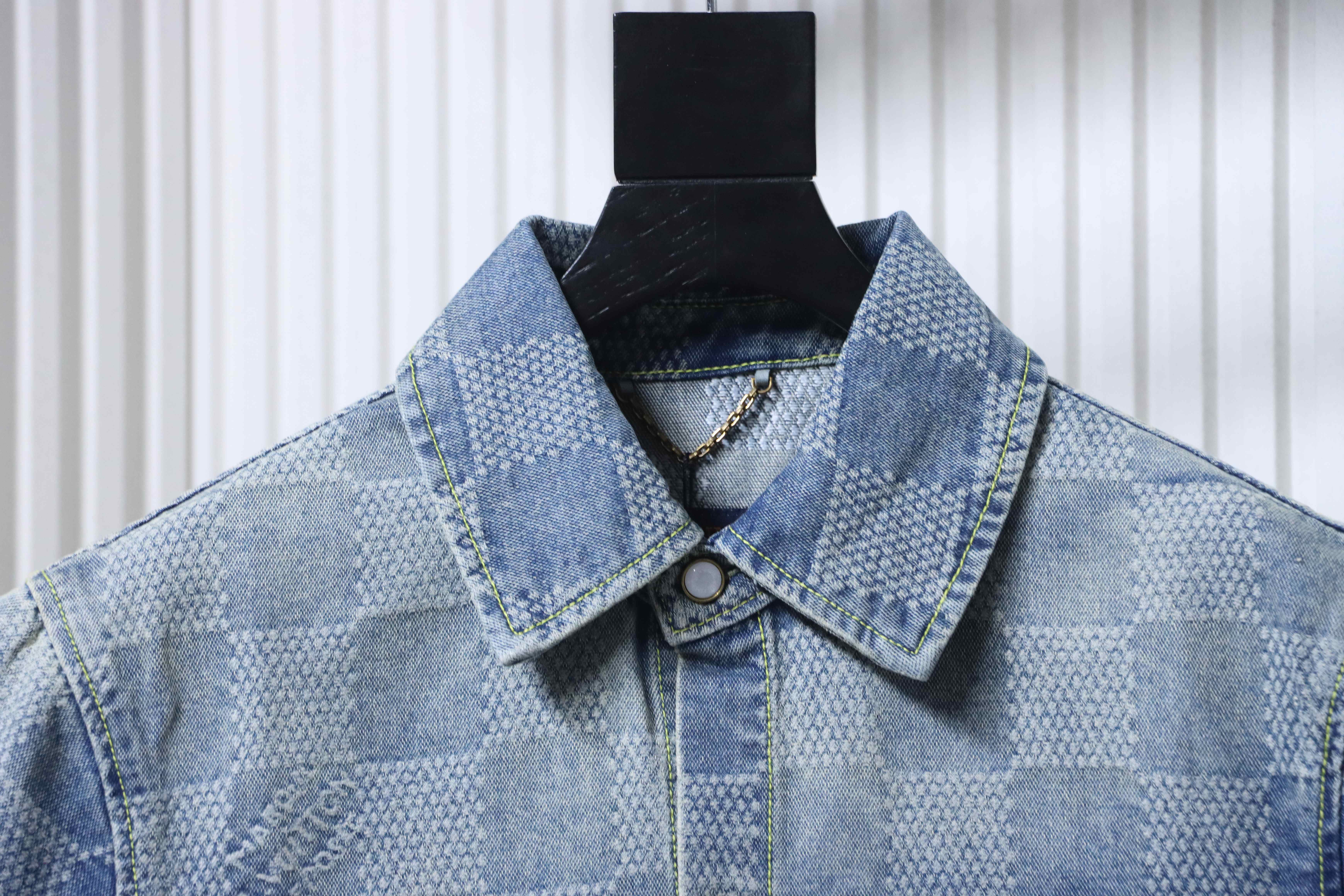 LOUIS VUITTON 25SS Checkerboard Set Denim Short Sleeve Shirt Style 2