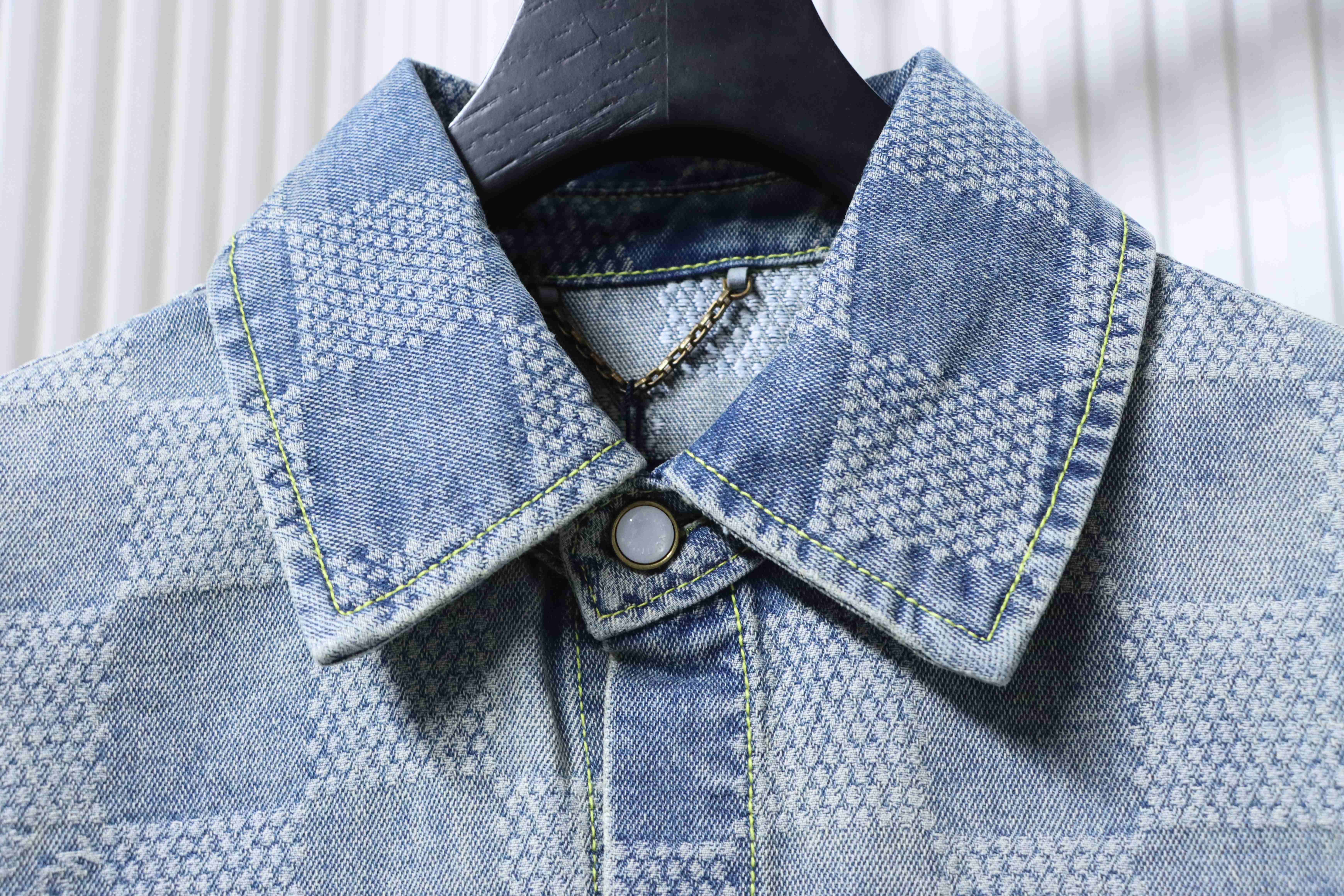 LOUIS VUITTON 25SS Checkerboard Set Denim Short Sleeve Shirt Style 2
