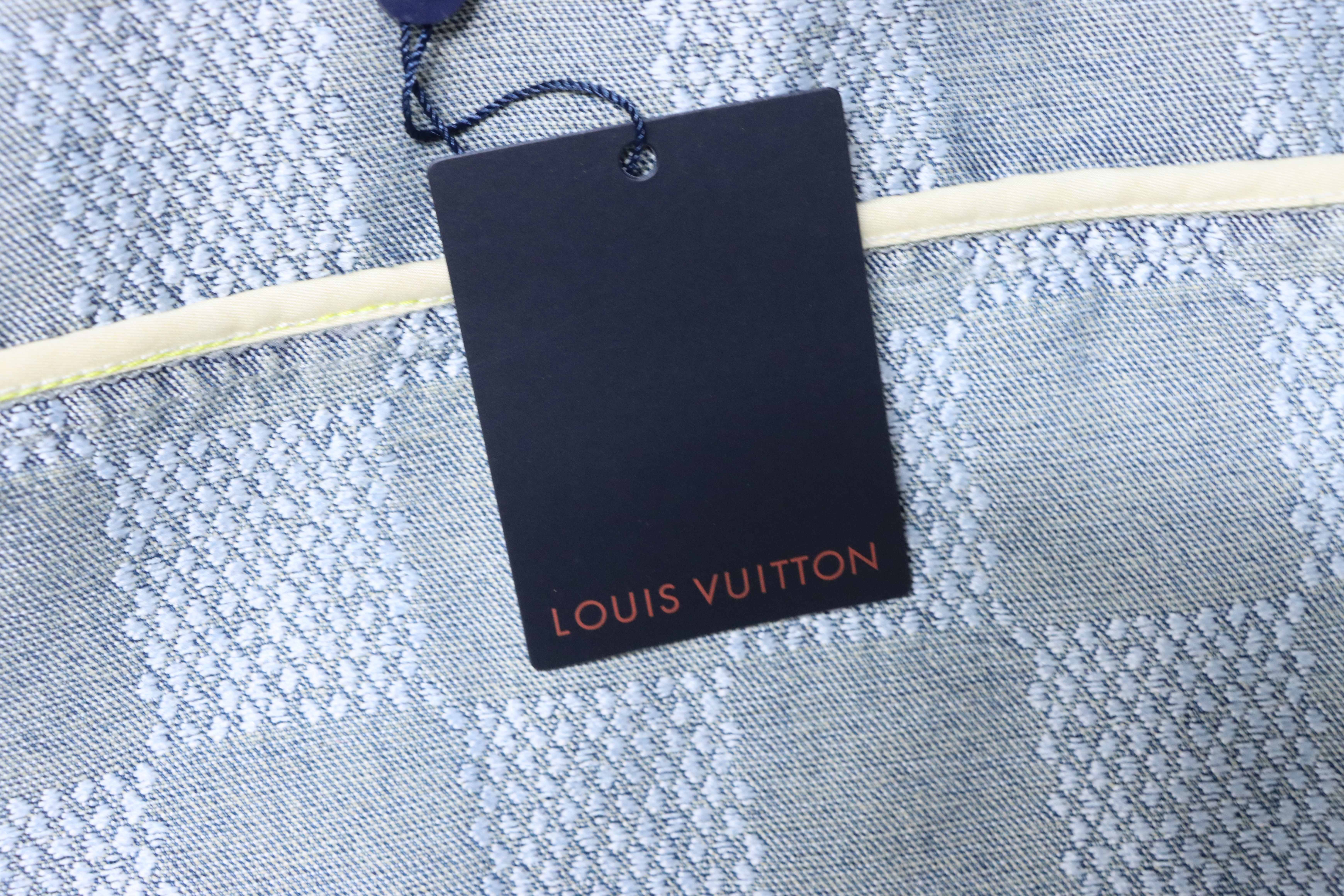 LOUIS VUITTON 25SS Checkerboard Set Denim Short Sleeve Shirt Style 2