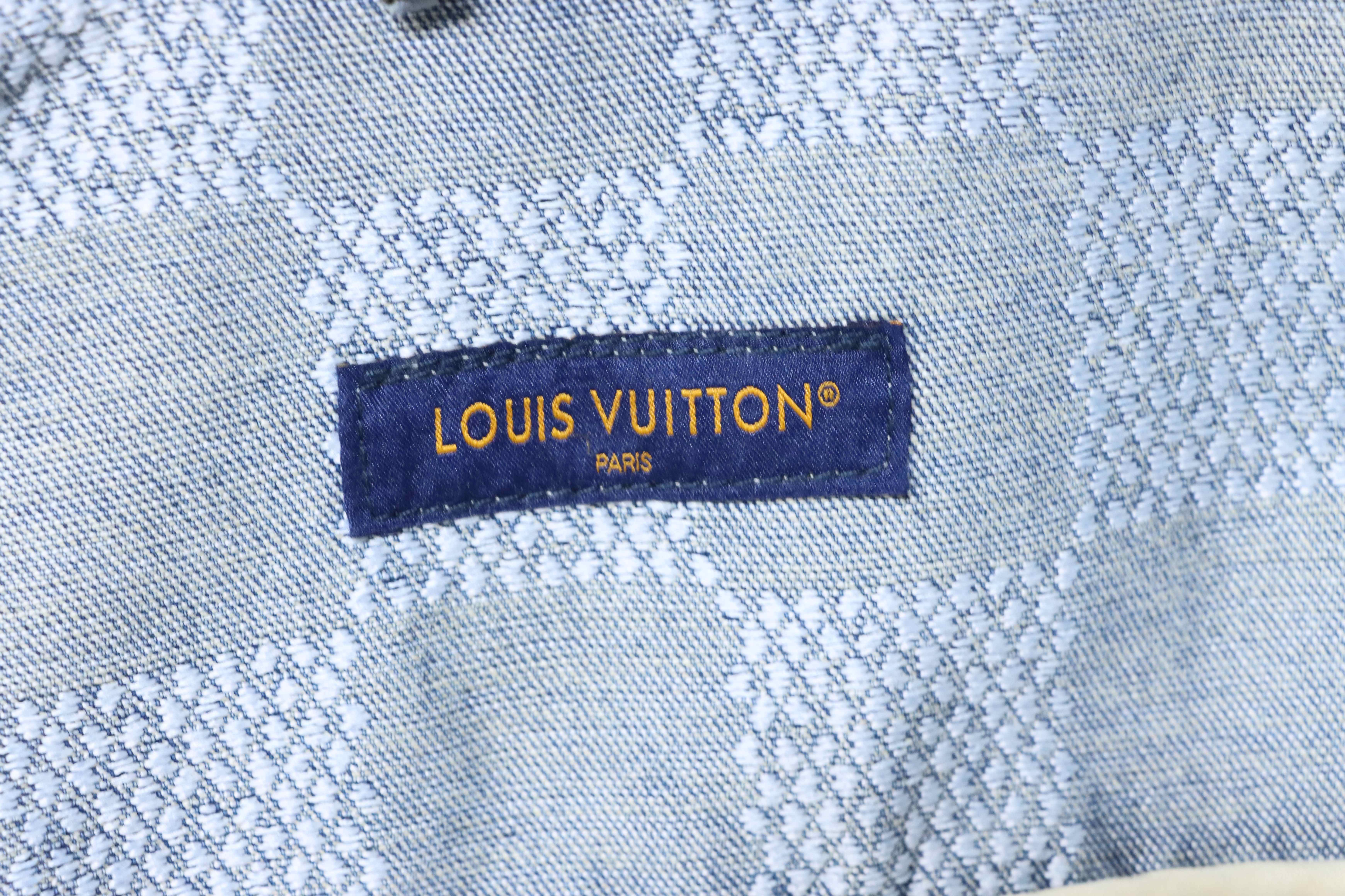 LOUIS VUITTON 25SS Checkerboard Set Denim Short Sleeve Shirt Style 2