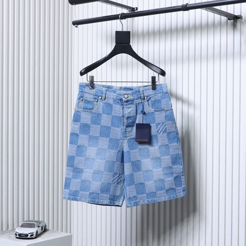LOUIS VUITTON 25SS Checkerboard Set Denim Shorts Style 1