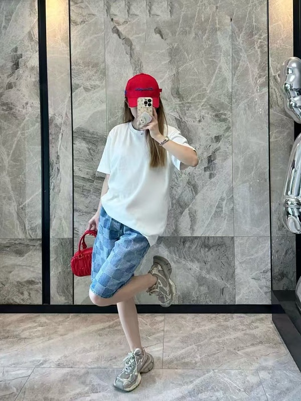LOUIS VUITTON 25SS Checkerboard Set Denim Shorts Style 1