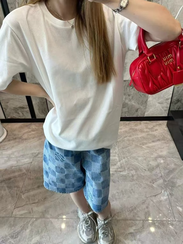 LOUIS VUITTON 25SS Checkerboard Set Denim Shorts Style 1