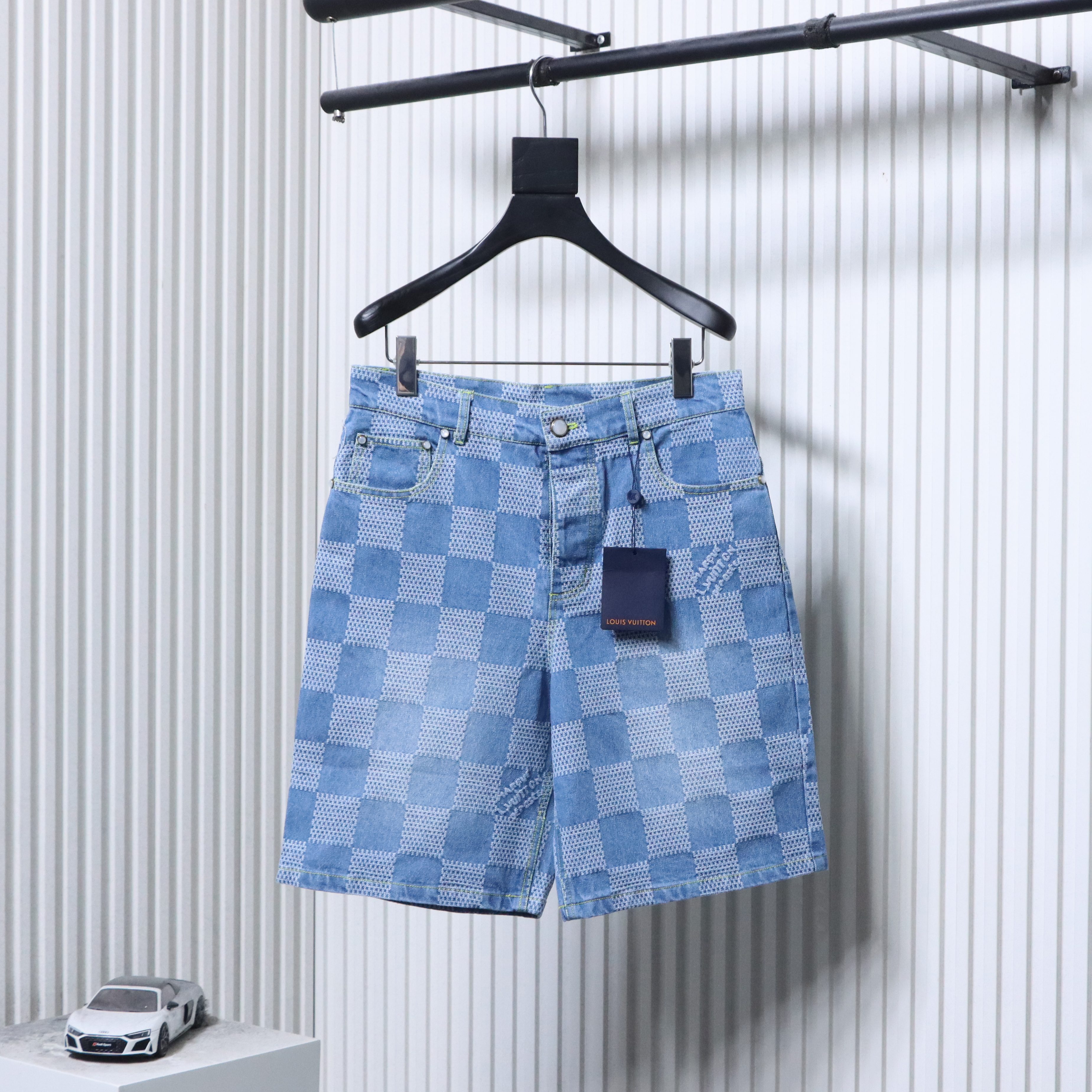 LOUIS VUITTON 25SS Checkerboard Set Denim Shorts Style 1