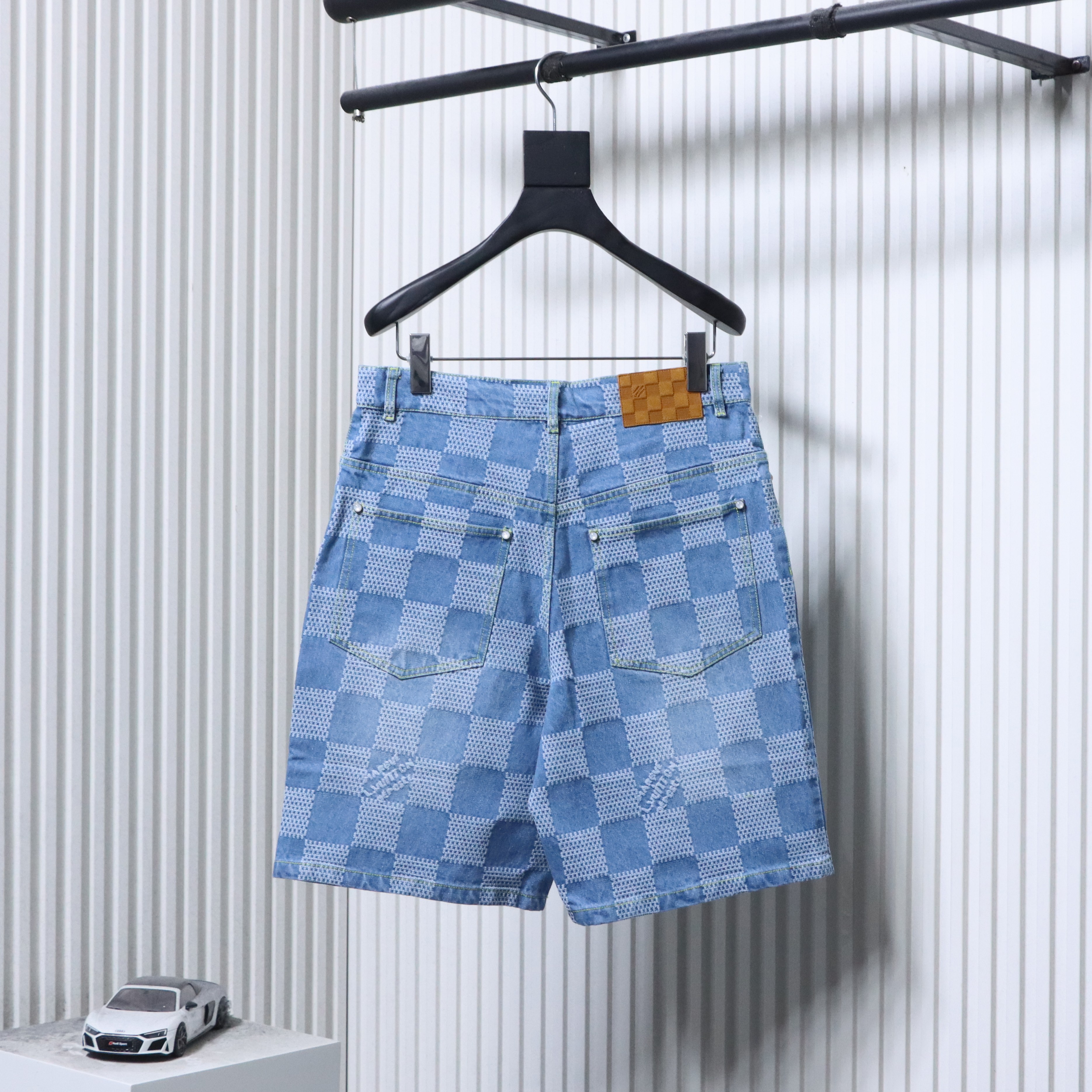 LOUIS VUITTON 25SS Checkerboard Set Denim Shorts Style 1