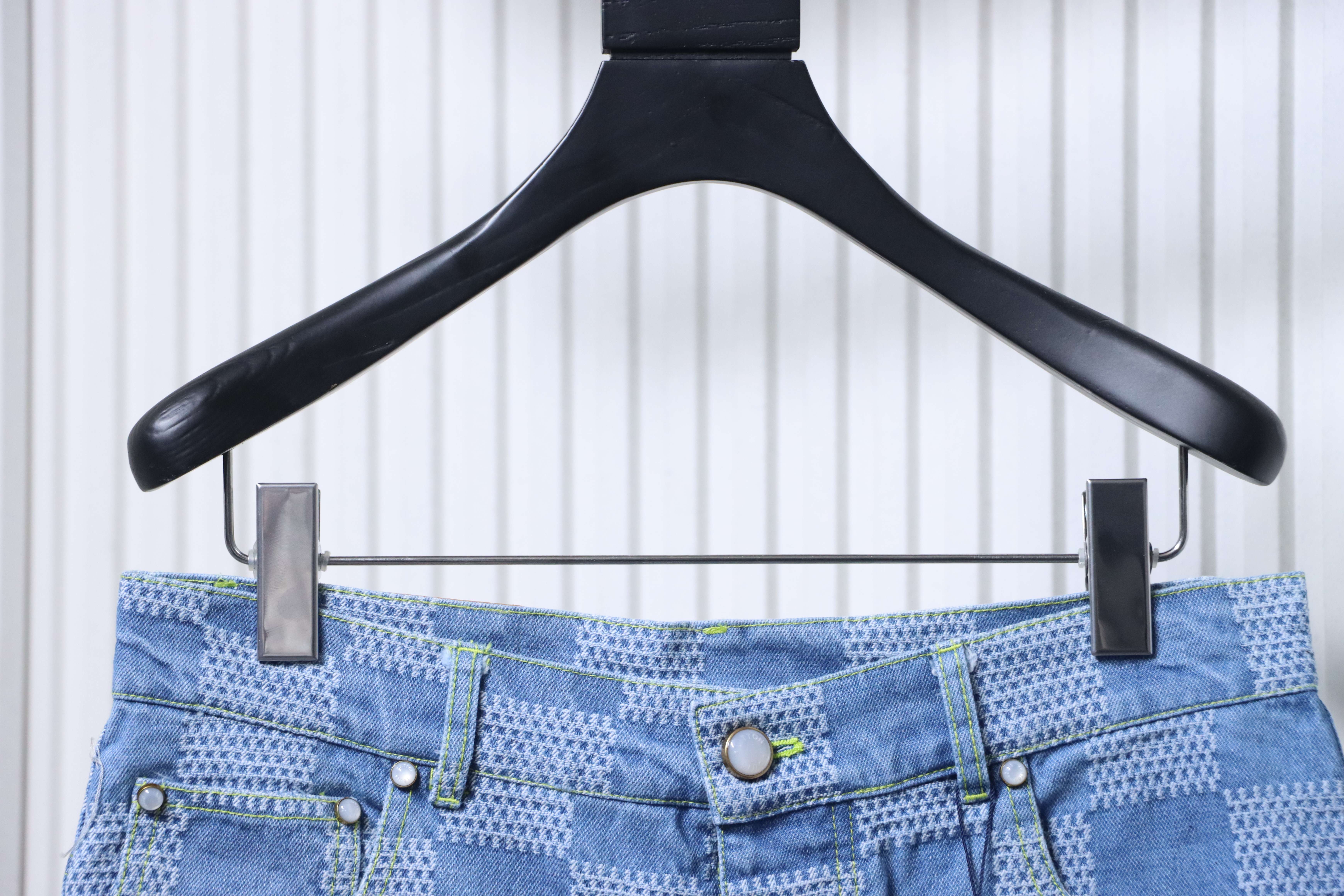 LOUIS VUITTON 25SS Checkerboard Set Denim Shorts Style 1