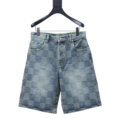 LOUIS VUITTON 25SS Checkerboard Set Denim Shorts Style 2 01