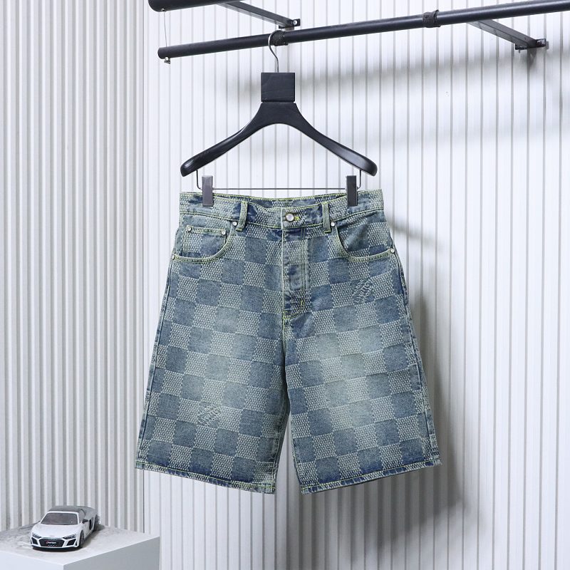 LOUIS VUITTON 25SS Checkerboard Set Denim Shorts Style 2