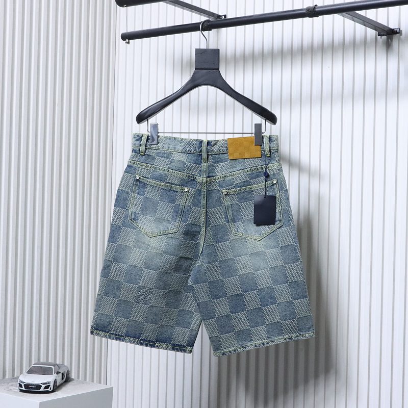 LOUIS VUITTON 25SS Checkerboard Set Denim Shorts Style 2