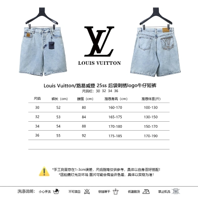 LOUIS VUITTON 25SS Embroidery Denim Logo Shorts 02