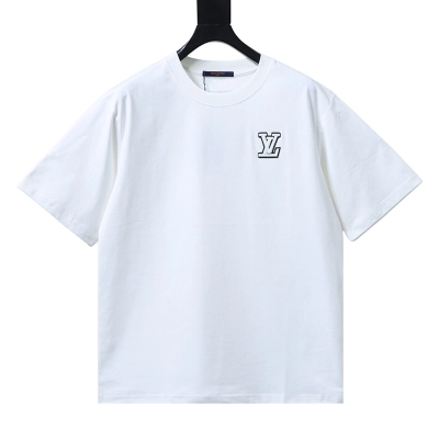 LOUIS VUITTON 25SS Embroidery Logo Black White Short Sleeve T-Shirt 01