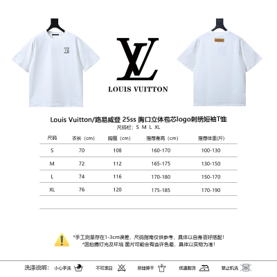 LOUIS VUITTON 25SS Embroidery Logo Black White Short Sleeve T-Shirt 02