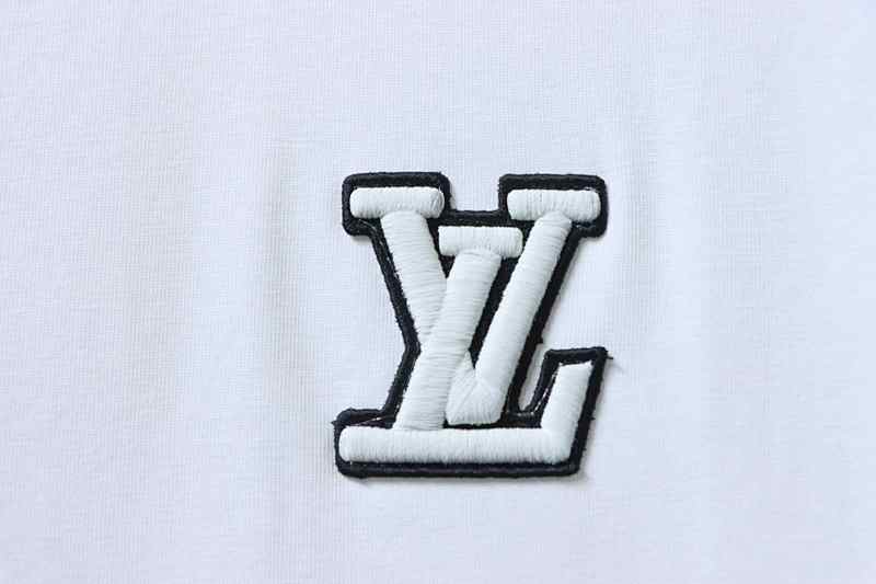 LOUIS VUITTON 25SS Embroidery Logo Black White Short Sleeve T-Shirt